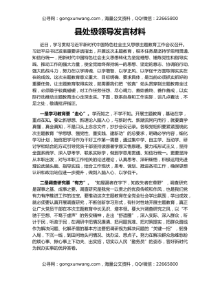 县处级领导发言材料