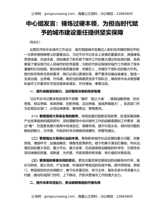 中心组发言：锤炼过硬本领，为担当时代赋予的城市建设重任提供坚实保障
