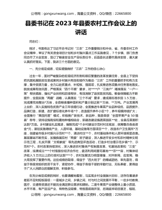县委书记在2023年县委农村工作会议上的讲话