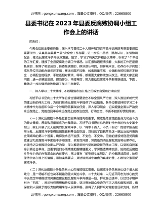县委书记在2023年县委反腐败协调小组工作会上的讲话