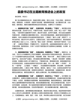 县委书记在主题教育推进会上的发言