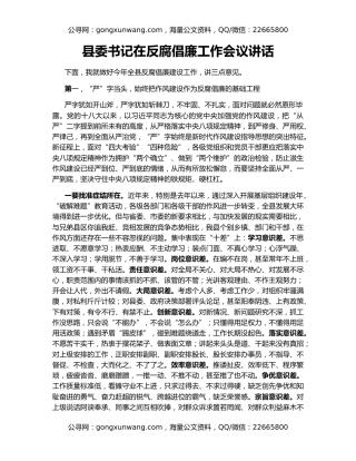 县委书记在反腐倡廉工作会议讲话