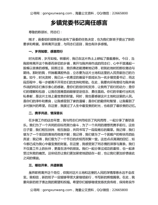 乡镇党委书记离任感言