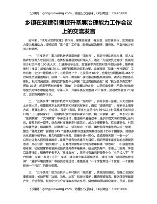 乡镇在党建引领提升基层治理能力工作会议上的交流发言