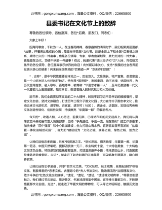 县委书记在文化节上的致辞
