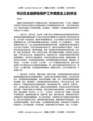 书记在全县耕地保护工作调度会上的讲话