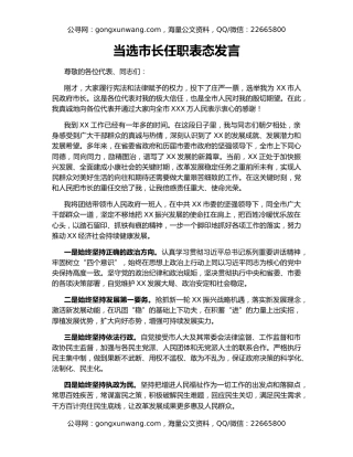 当选市长任职表态发言