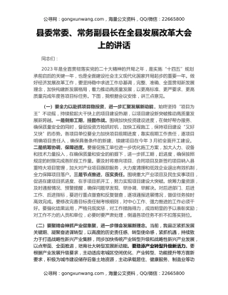 县委常委、常务副县长在全县发展改革大会上的讲话