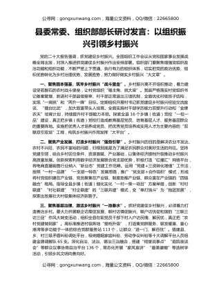 县委常委、组织部部长研讨发言：以组织振兴引领乡村振兴