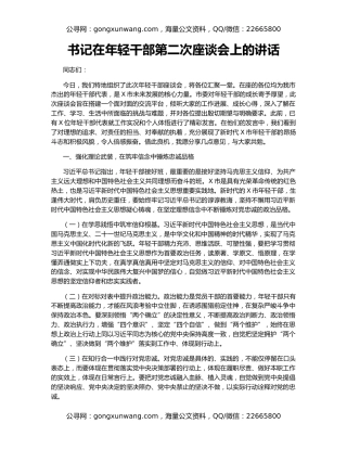 书记在年轻干部第二次座谈会上的讲话