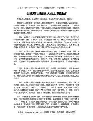 县长在县招商大会上的致辞