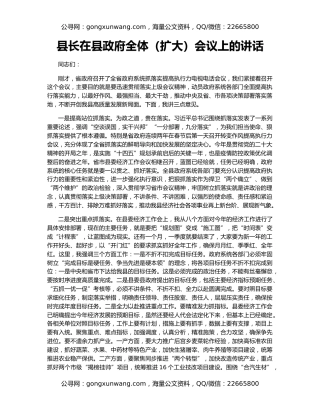 县长在县政府全体（扩大）会议上的讲（2）