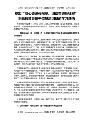 参加“凝心铸魂强根基、团结奋进新征程”主题教育暨骨干盟员培训班的学习感悟
