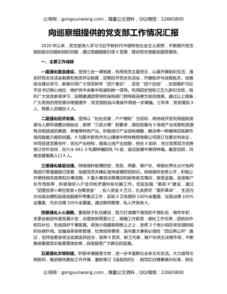 向巡察组提供的党支部工作情况汇报