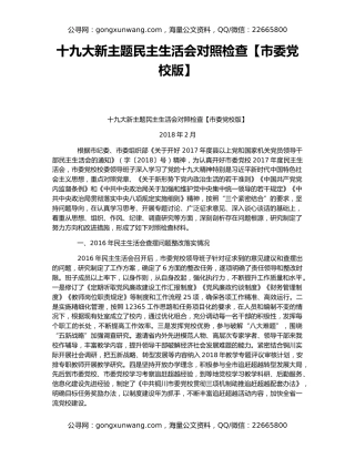 ​十九大新主题民主生活会对照检查【市委党校版】