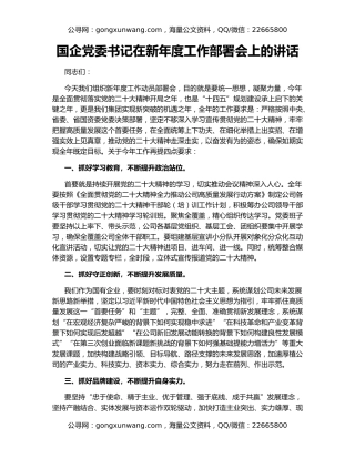 国企党委书记在新年度工作部署会上的讲话