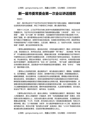 新一届市委常委会第一次会议讲话提纲