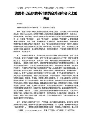 旗委书记在旗委审计委员会第四次会议上的讲话