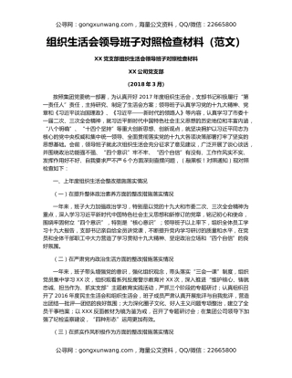 组织生活会领导班子对照检查材料（范文）