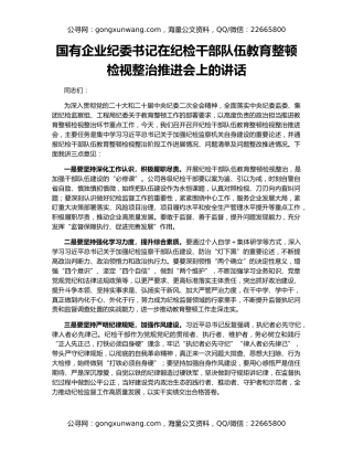 国有企业纪委书记在纪检干部队伍教育整顿检视整治推进会上的讲话