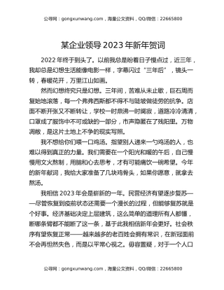 某企业领导2023年新年贺词