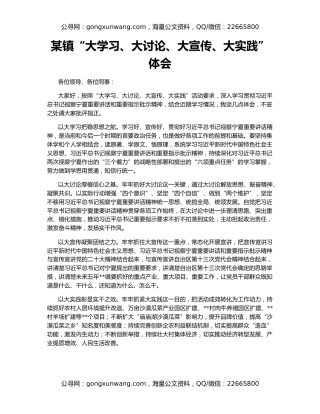 某镇“大学习、大讨论、大宣传、大实践” 体会