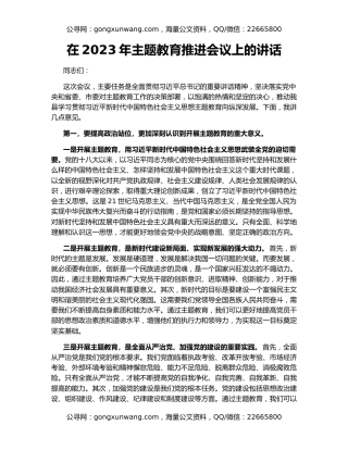 在2023年主题教育推进会议上的讲话