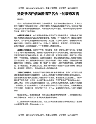 党委书记在信访澄清正名会上的表态发言