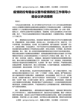 疫情防控专题会议暨市疫情防控工作领导小组会议讲话提纲