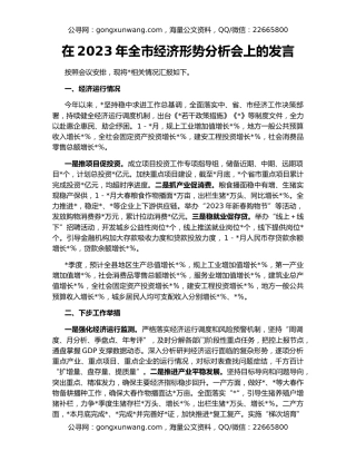 在2023年全市经济形势分析会上的发言