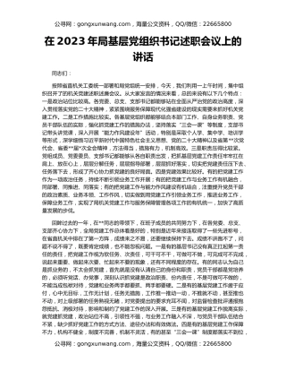 在2023年局基层党组织书记述职会议上的讲话