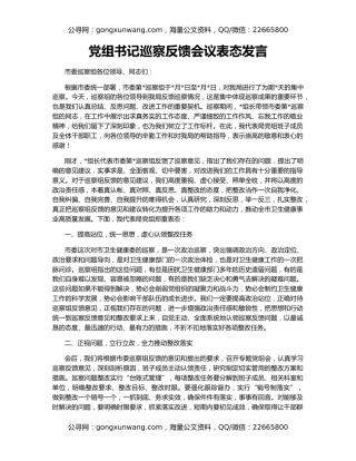 党组书记巡察反馈会议表态发言