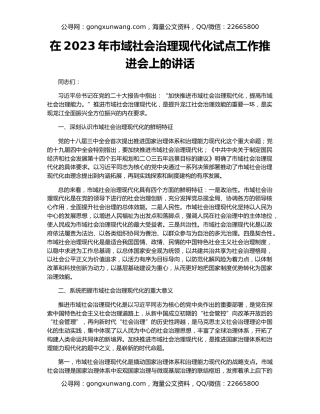 在2023年市域社会治理现代化试点工作推进会上的讲话