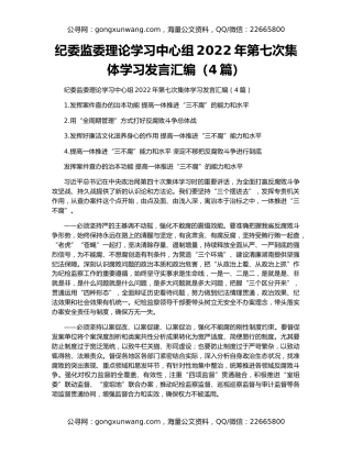 纪委监委理论学习中心组2022年第七次集体学习发言汇编（4篇）