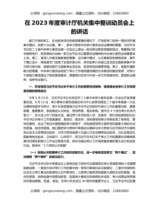 在2023年度审计厅机关集中整训动员会上的讲话