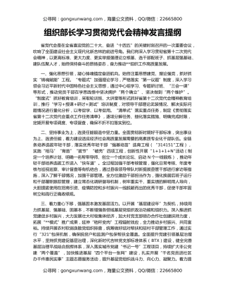 组织部长学习贯彻党代会精神发言提纲（2）