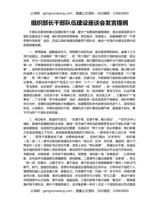组织部长干部队伍建设座谈会发言提纲