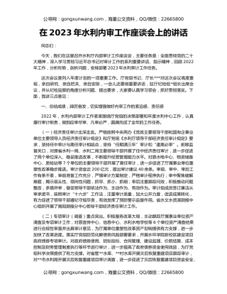 在2023年水利内审工作座谈会上的讲话