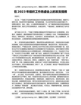 在2023年组织工作务虚会上的发言提纲