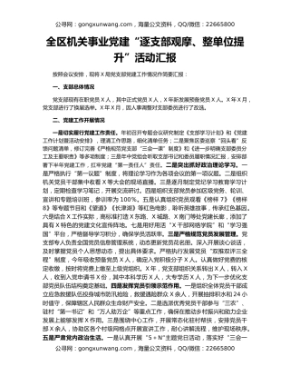 全区机关事业党建“逐支部观摩、整单位提升”活动汇报