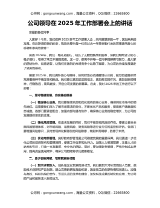 公司领导在2025年工作部署会上的讲话