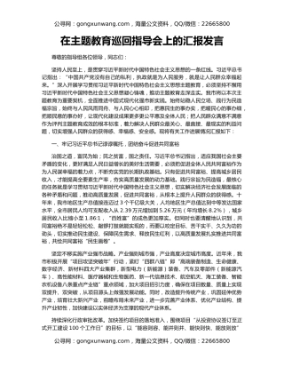 在主题教育巡回指导会上的汇报发言