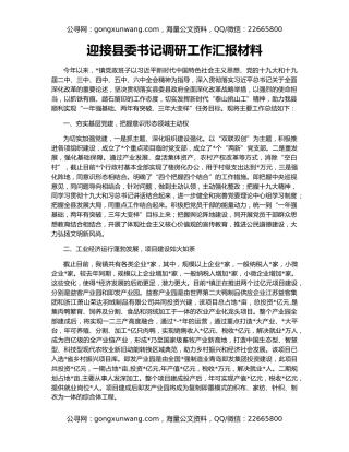 迎接县委书记调研工作汇报材料