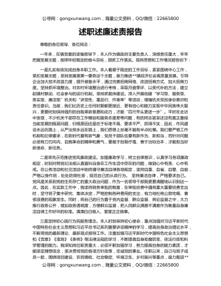 述职述廉述责报告