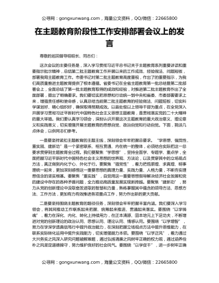 在主题教育阶段性工作安排部署会议上的发言