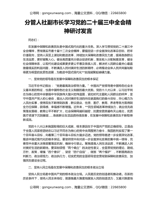 分管人社副市长学习党的二十届三中全会精神研讨发言