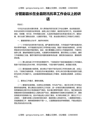分管副县长在全县防汛抗旱工作会议上的讲话