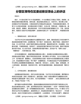 分管区领导在区委巡察反馈会上的讲话