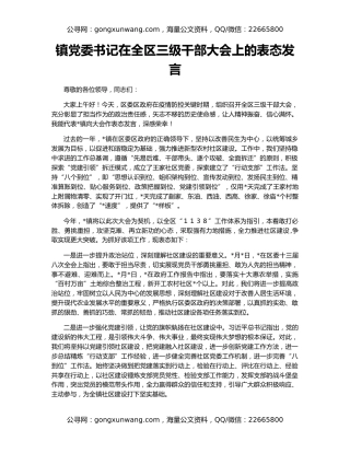 镇党委书记在全区三级干部大会上的表态发言