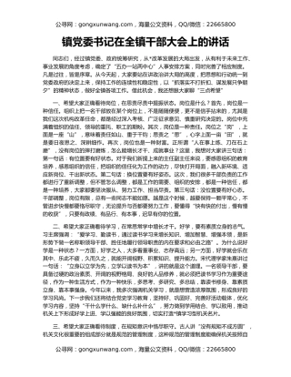 镇党委书记在全镇干部大会上的讲话